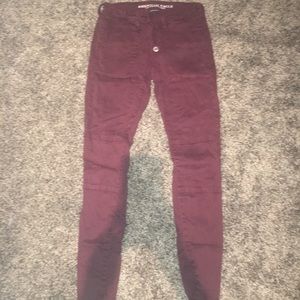 Maroon American Eagle super skinny jeans size 2